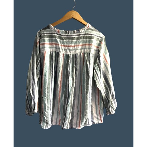 KNOX ROSE- WOMENS MULTI STRIPPED LONG SLEEVE V-NECK PULLOVER BLOUSE SIZE XX-LARG - Picture 2 of 6